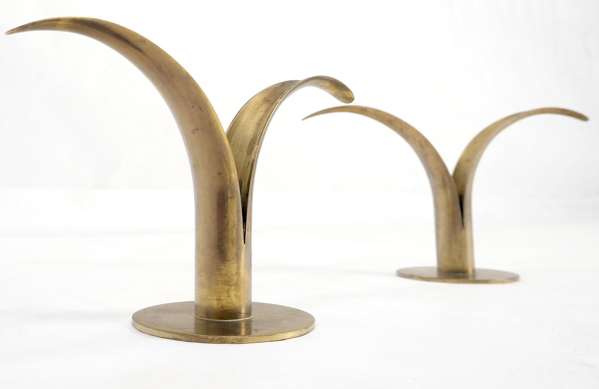 EstablishedLines Pair of Swedish Solid Brass Candle Sticks Made in Sweden