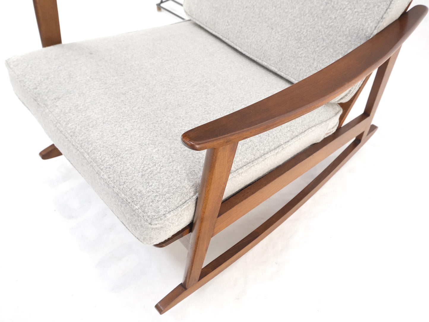 EstablishedLines Danish Mid-Century Modern New Grey Wool Upholstery Rocking Lounge Chair Mint!