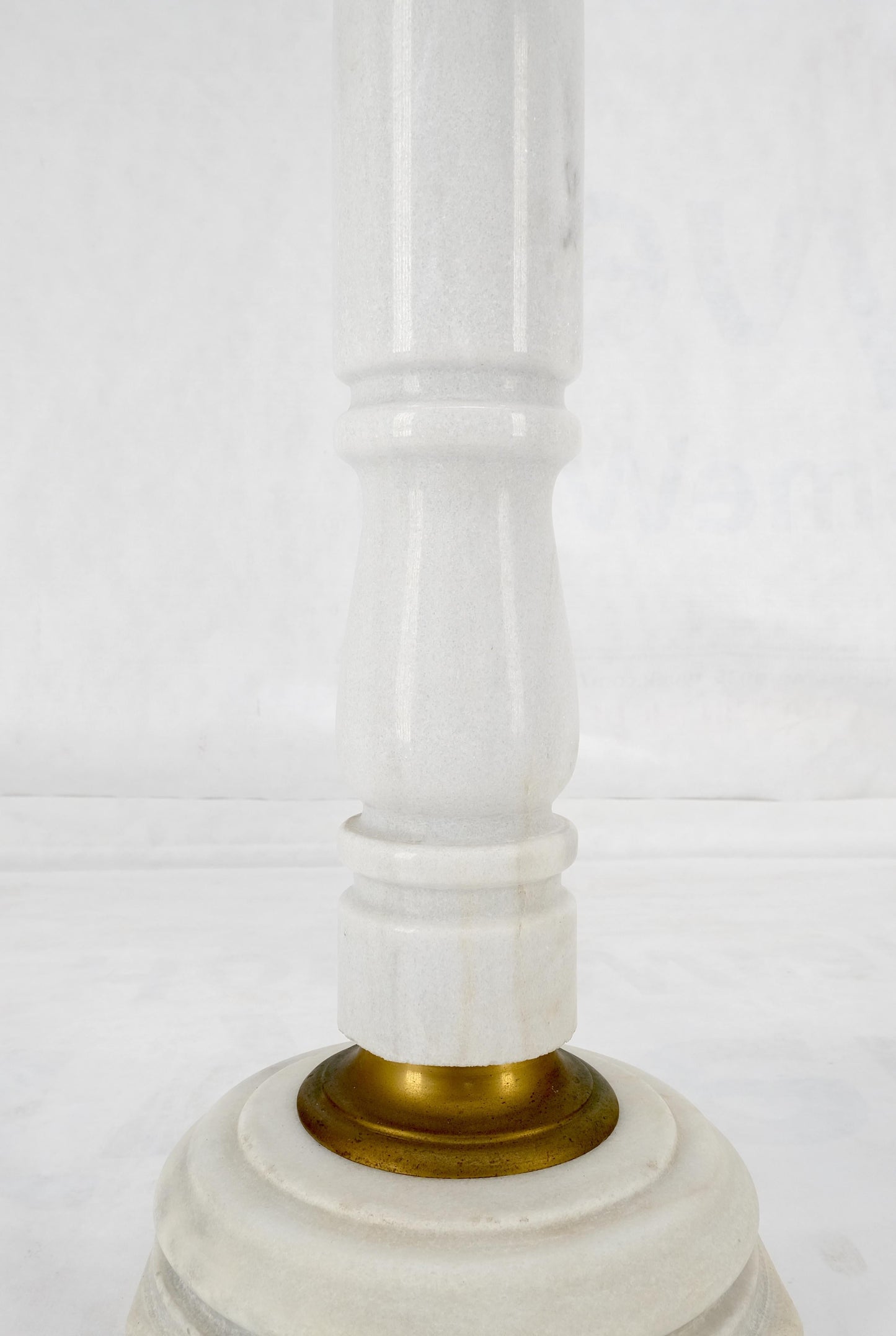 EstablishedLines Pair Brass & Turned White Marble Bases Octagonal Tops Columns Pedestals MINT!