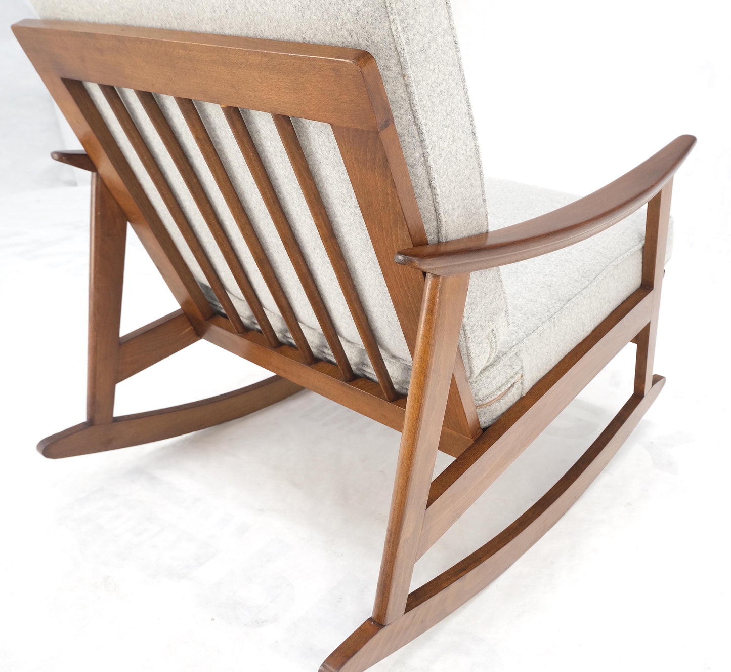 EstablishedLines Danish Mid-Century Modern New Grey Wool Upholstery Rocking Lounge Chair Mint!