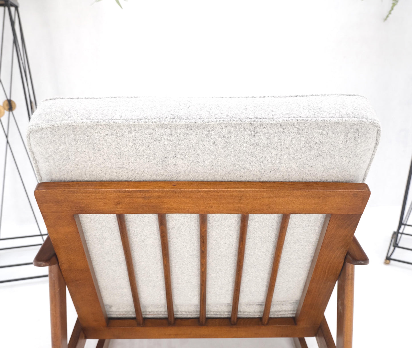 EstablishedLines Danish Mid-Century Modern New Grey Wool Upholstery Rocking Lounge Chair Mint!