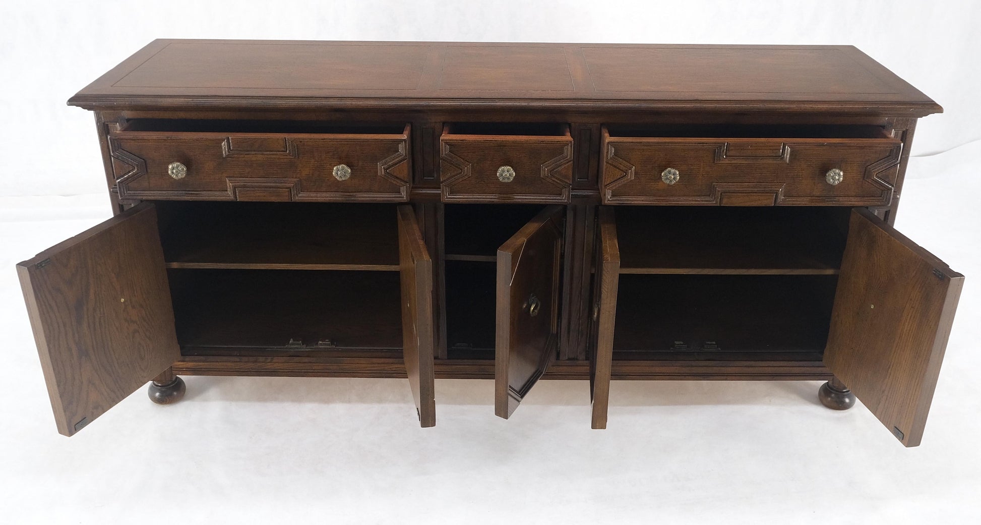 EstablishedLines Henredon Spanish Colonial Country French Oak & Brass Hardware Long Dresser MINT