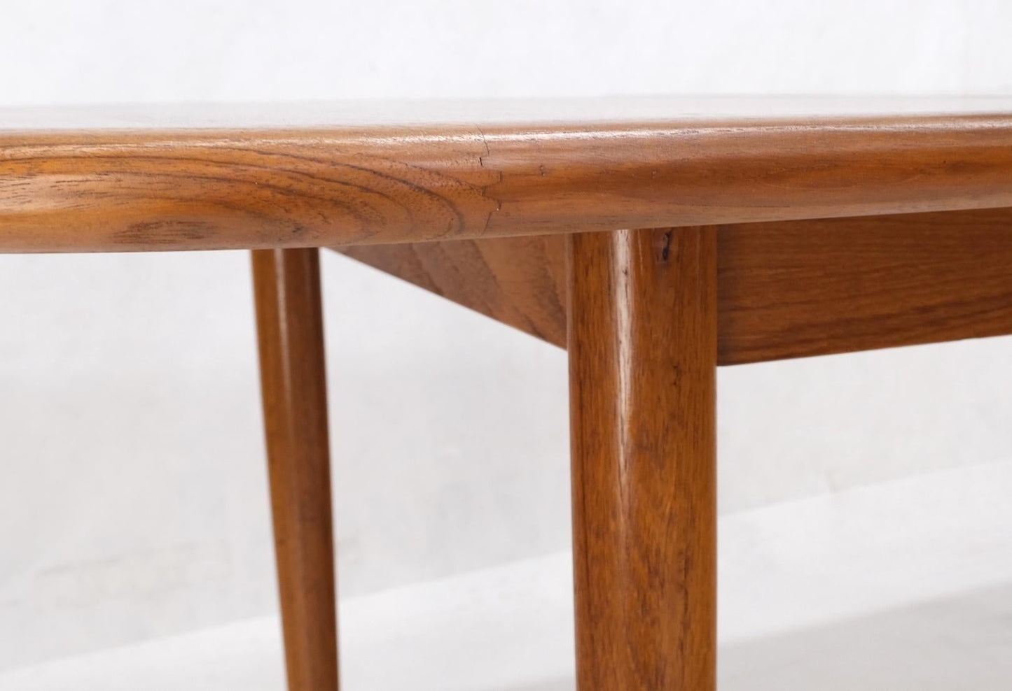 EstablishedLines Danish Teak Rounded Corners Rectangle Dining Table One Hide Away Board Leaf Mint