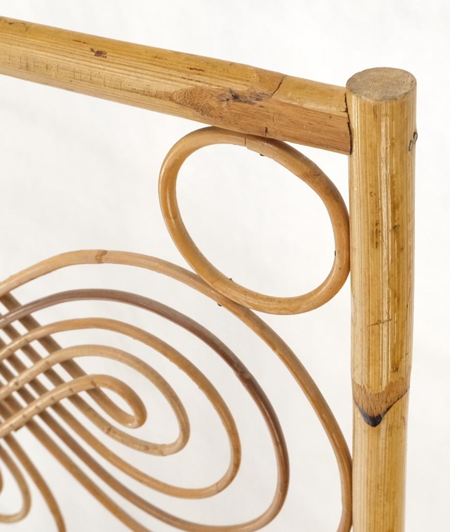 EstablishedLines Mid Century Stunning Pattern Three Panel Bamboo Rattan Room Divider Screen Mint