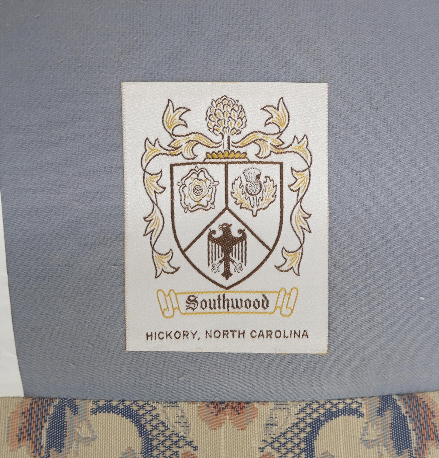 EstablishedLines Pair of Queen Ann Carved Walnut Bases Blue & White Upholstery Arm Chairs MINT!