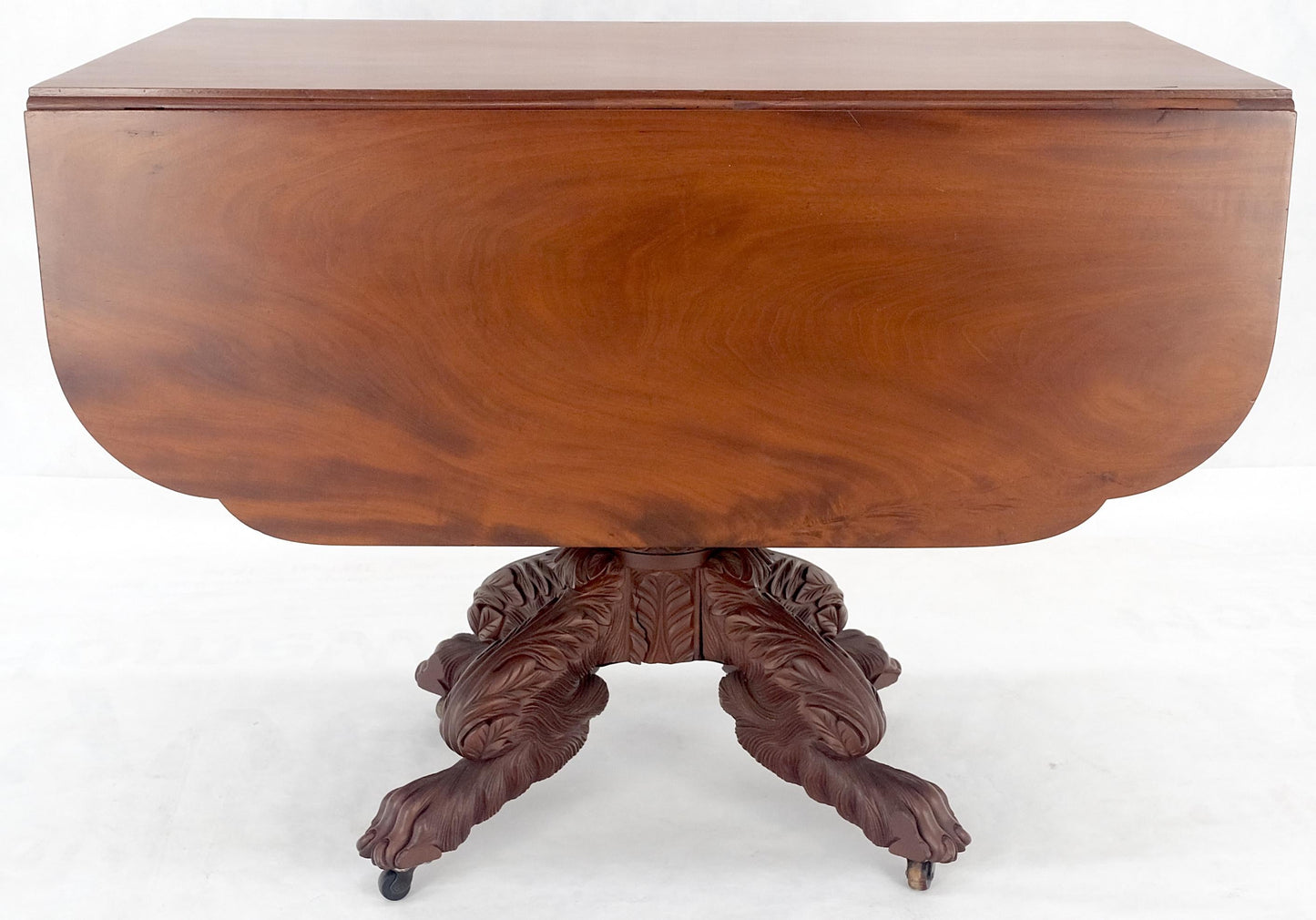 EstablishedLines Solid Mahogany Heavily Fine Carved Base Folding Drop Leaf Pembroke Table MINT!