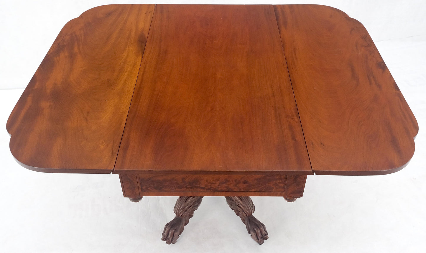 EstablishedLines Solid Mahogany Heavily Fine Carved Base Folding Drop Leaf Pembroke Table MINT!