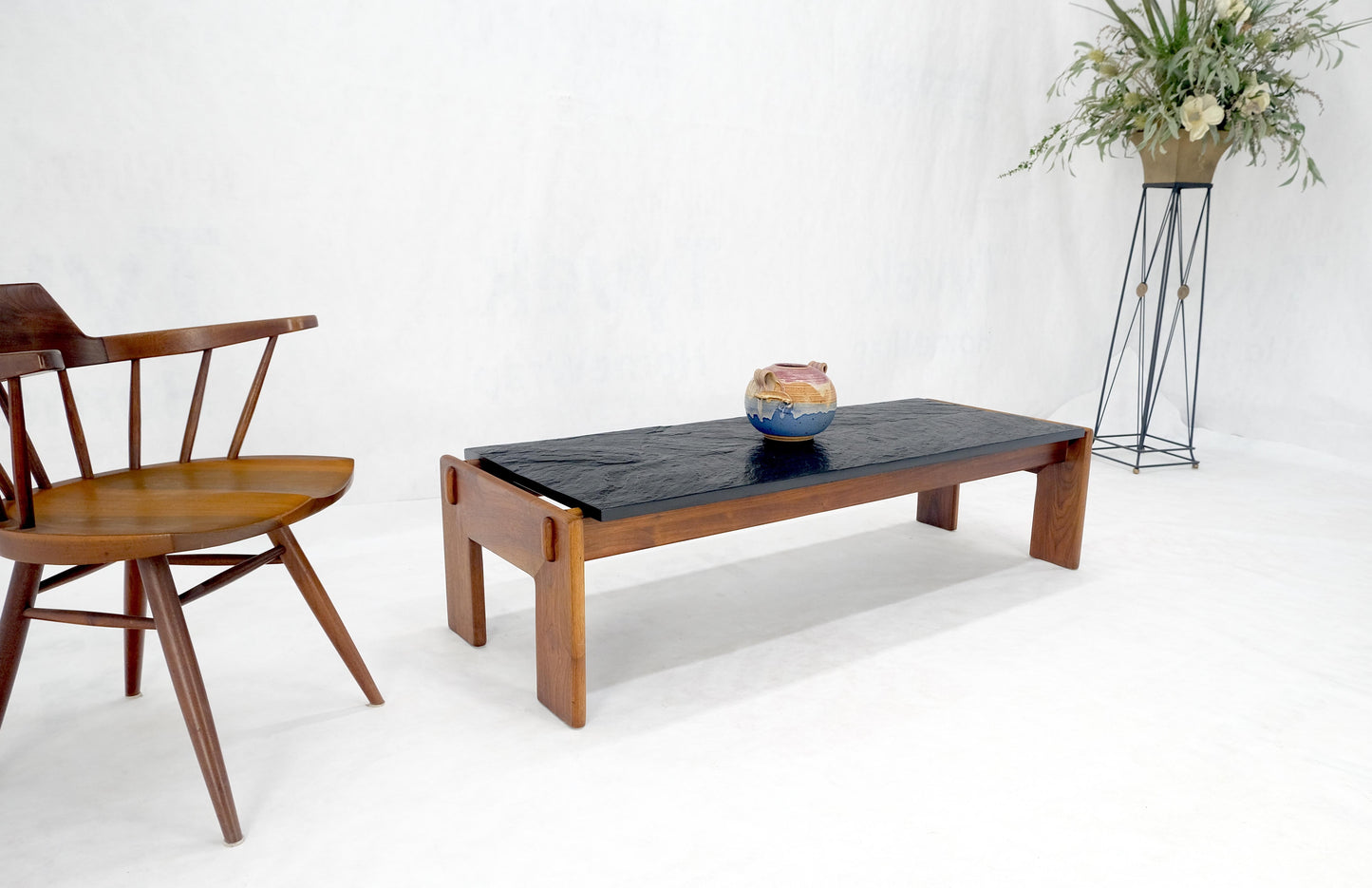 EstablishedLines Adrian Pearsall Solid Walnut Slate Like Top 5' Long Rectangle Coffee Table MINT!
