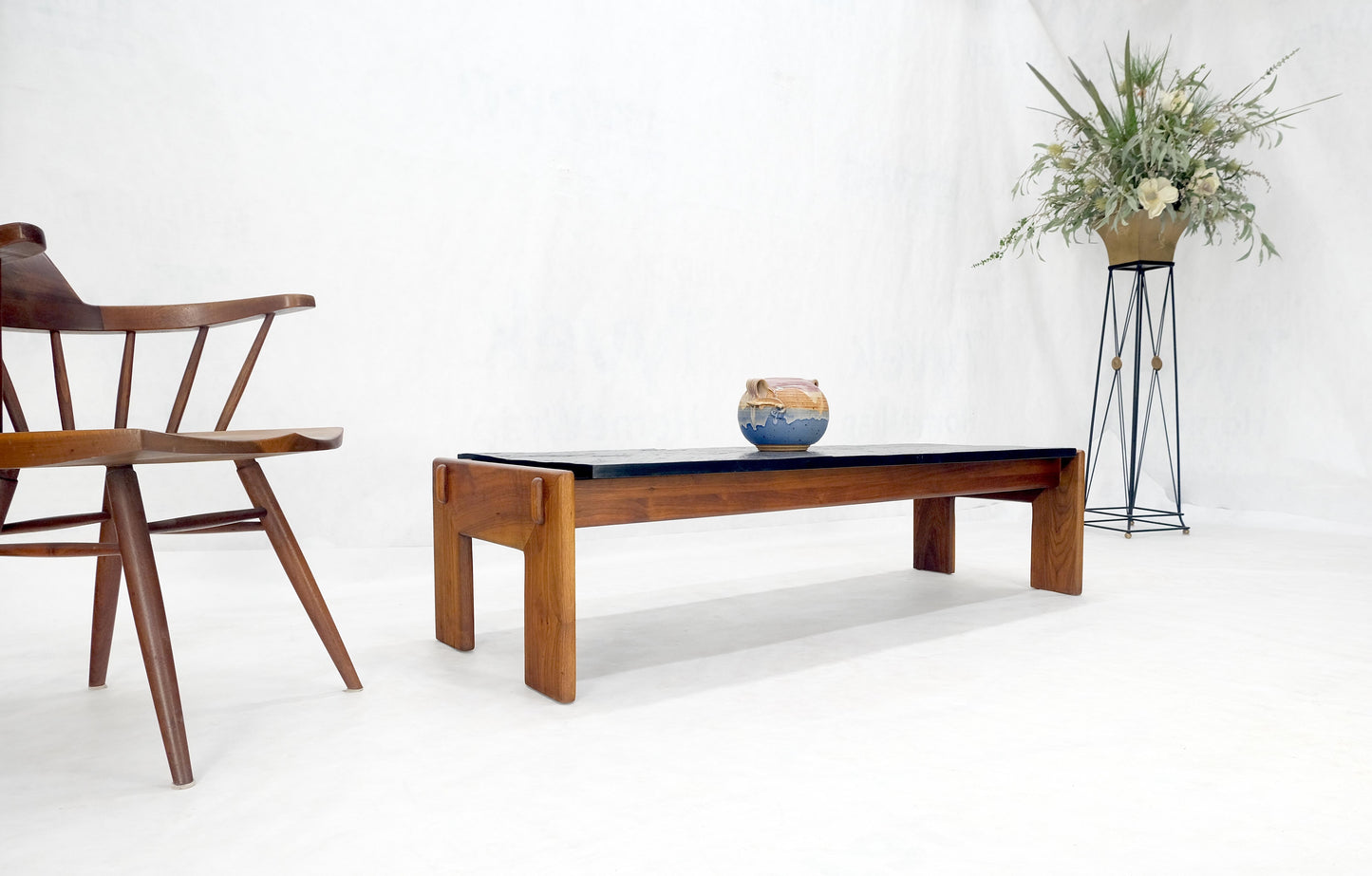 EstablishedLines Adrian Pearsall Solid Walnut Slate Like Top 5' Long Rectangle Coffee Table MINT!