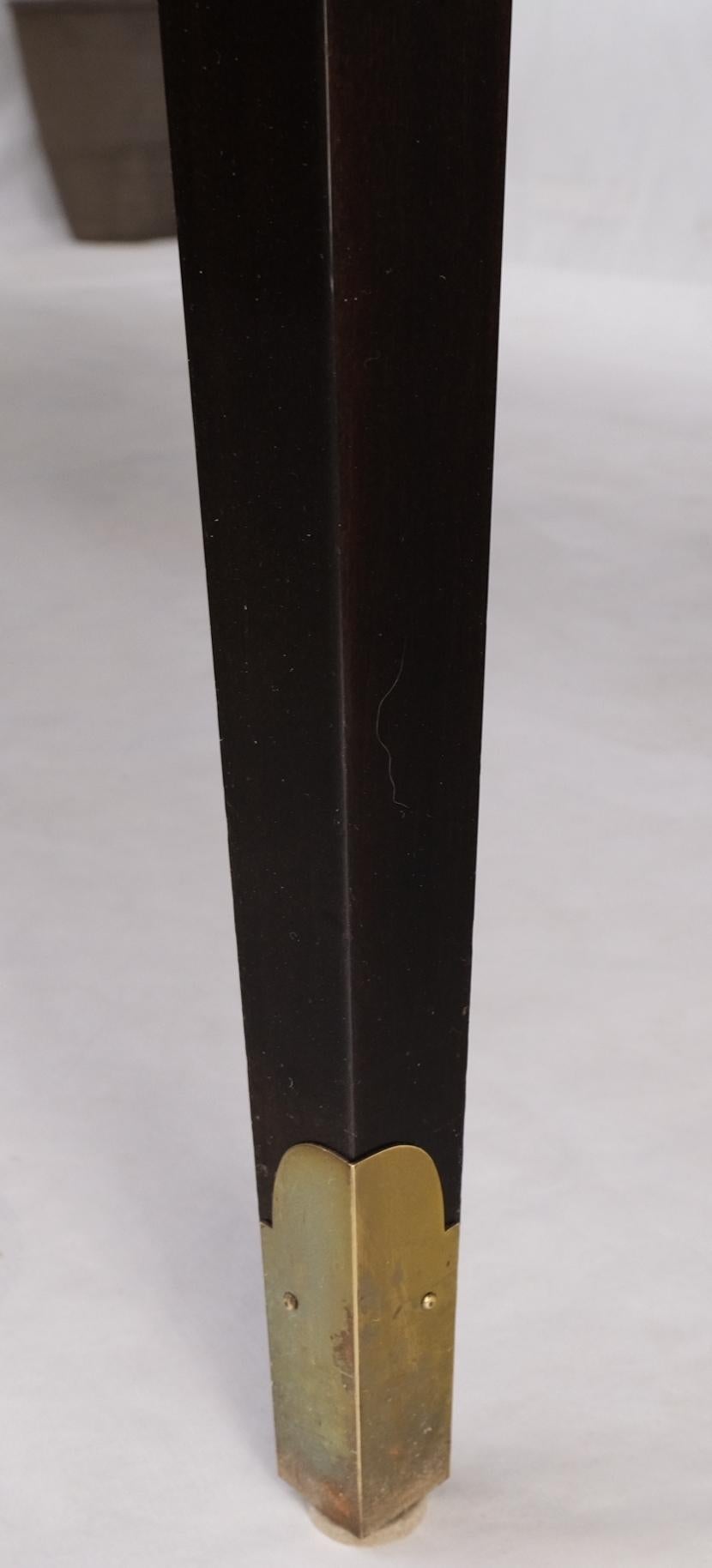 EstablishedLines Large Tommi Parzinger Lacquered Mahogany Brass Feet Tapered Legs Dining Table