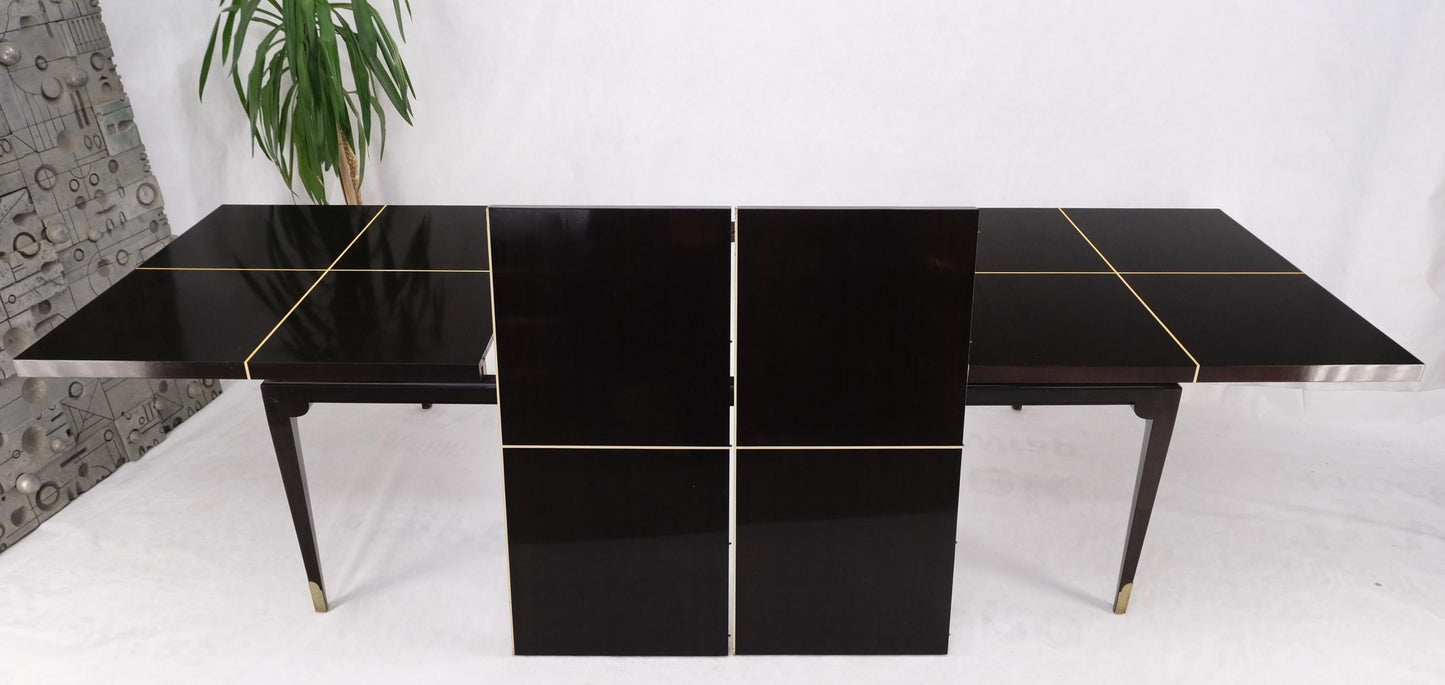 EstablishedLines Large Tommi Parzinger Lacquered Mahogany Brass Feet Tapered Legs Dining Table