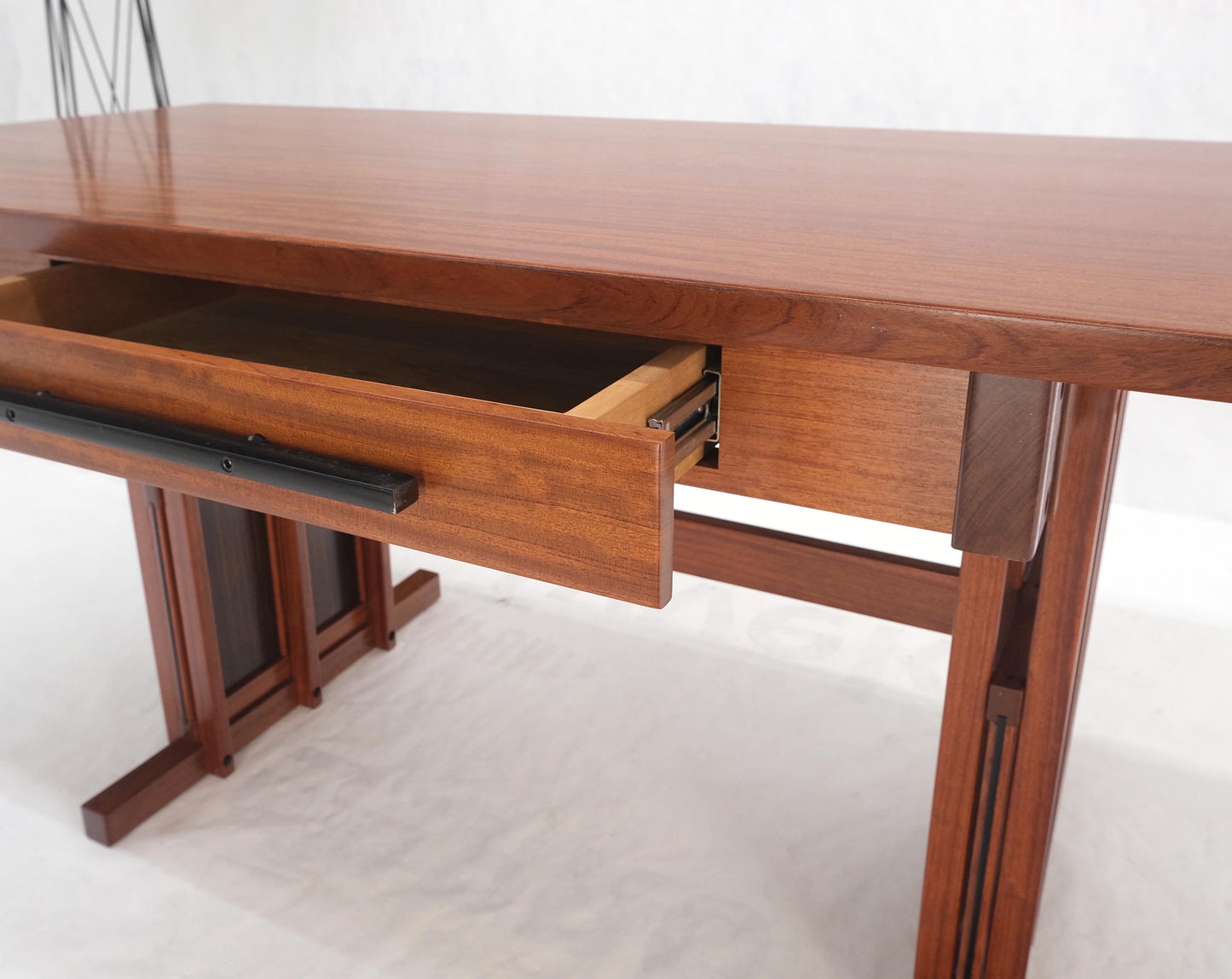 EstablishedLines All Solid Teak Top and Base Architectural Studio Made Partners Desk Mint!