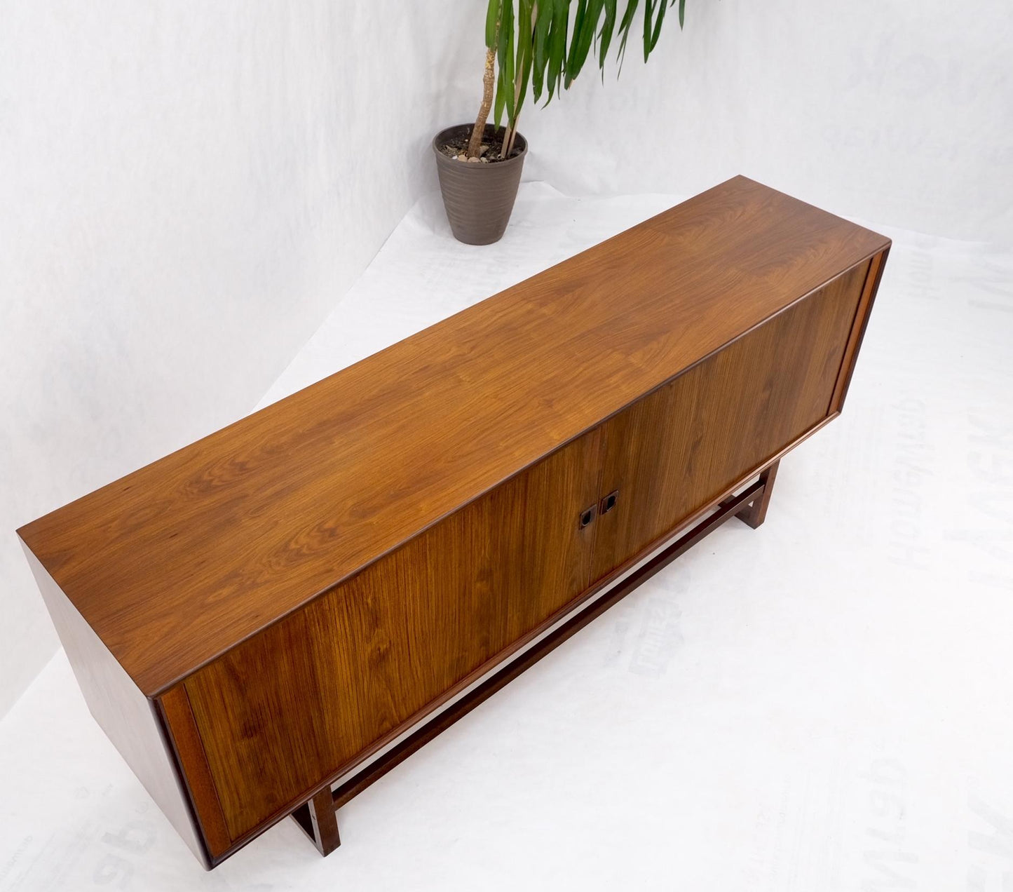 EstablishedLines Tambour Doors Rosewood Danish Mid-Century Modern Long Credenza Buffet Dresser
