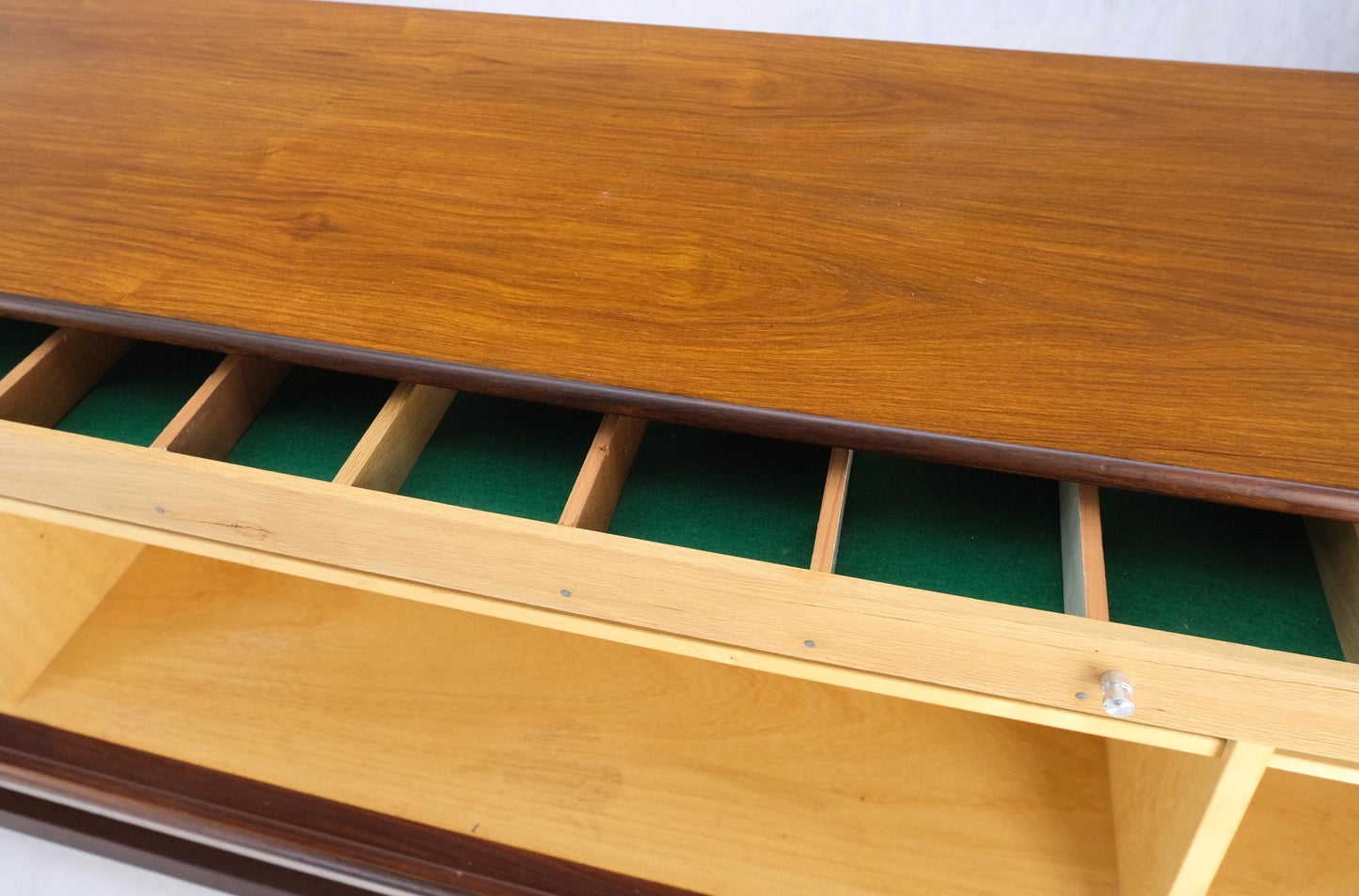 EstablishedLines Tambour Doors Rosewood Danish Mid-Century Modern Long Credenza Buffet Dresser