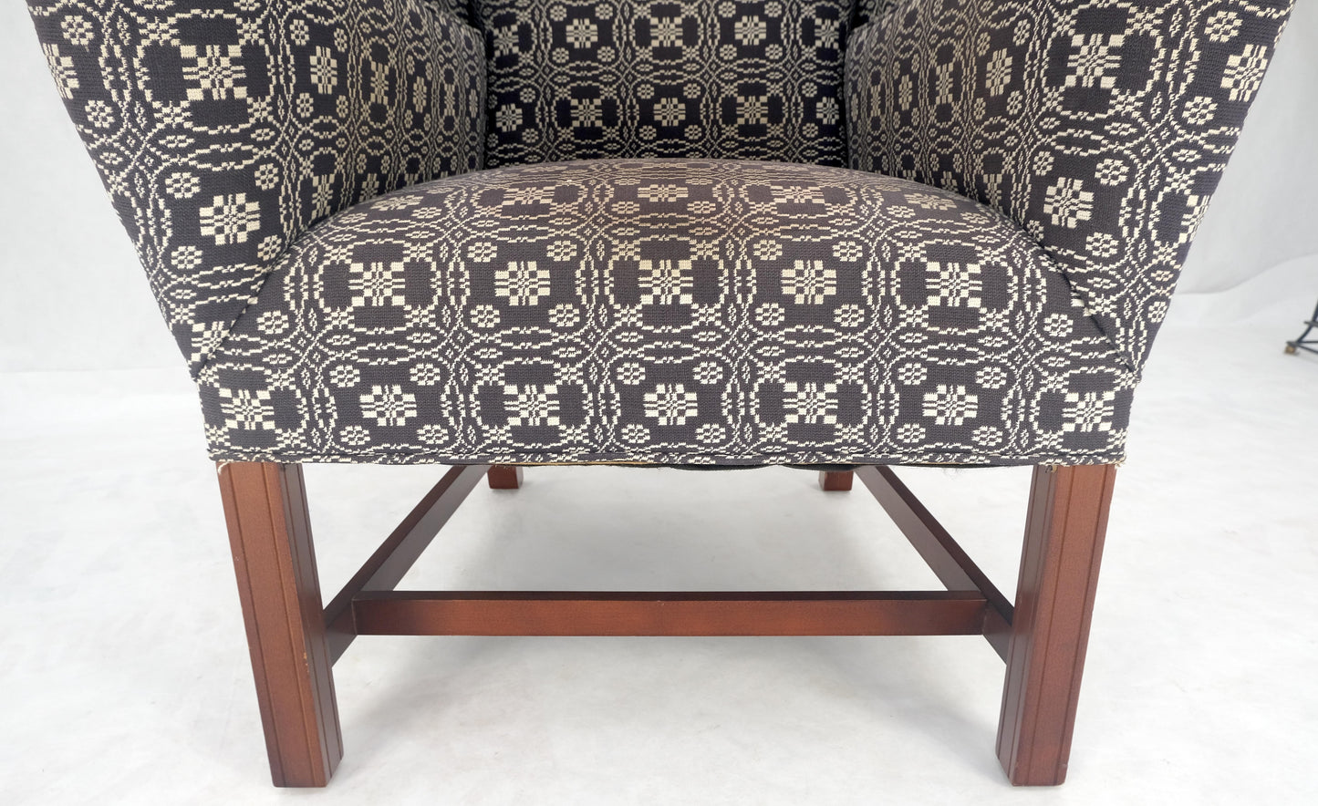 EstablishedLines Unusual Deep Wings Federal Style Mahogany Base Wing Club Armchair