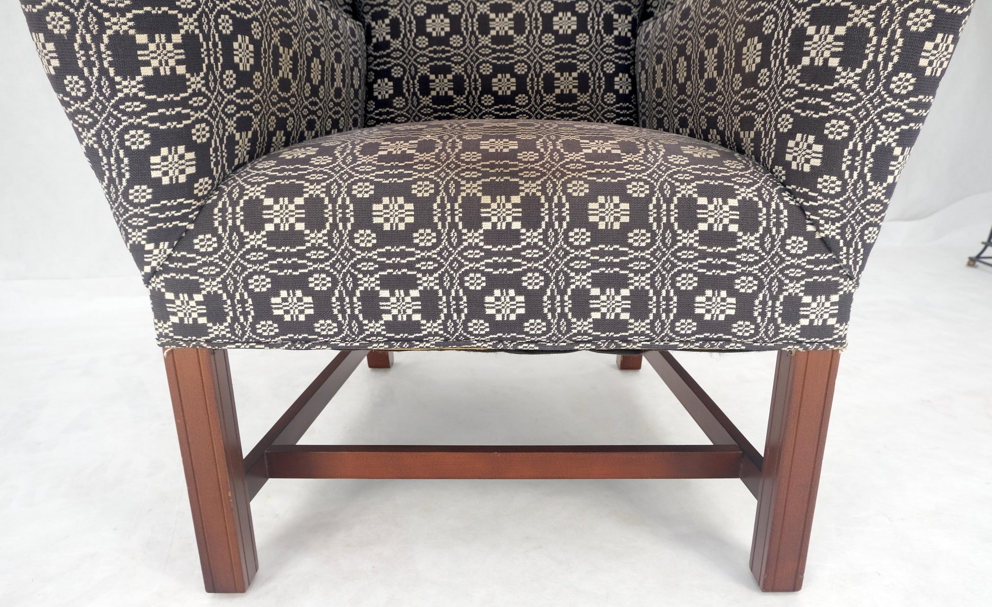 EstablishedLines Unusual Deep Wings Federal Style Mahogany Base Wing Club Armchair