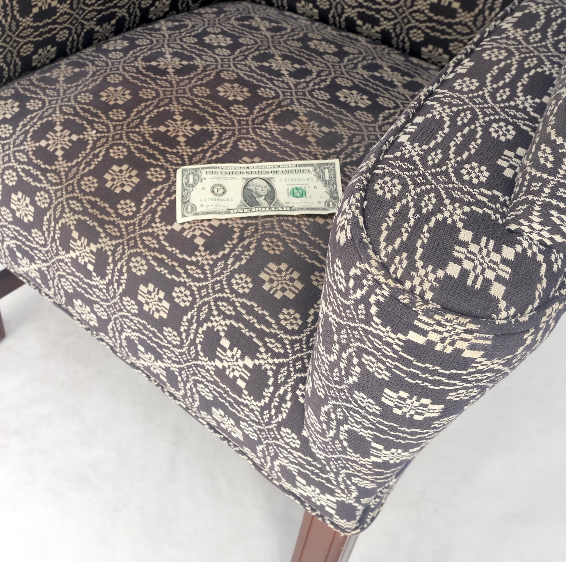 EstablishedLines Unusual Deep Wings Federal Style Mahogany Base Wing Club Armchair