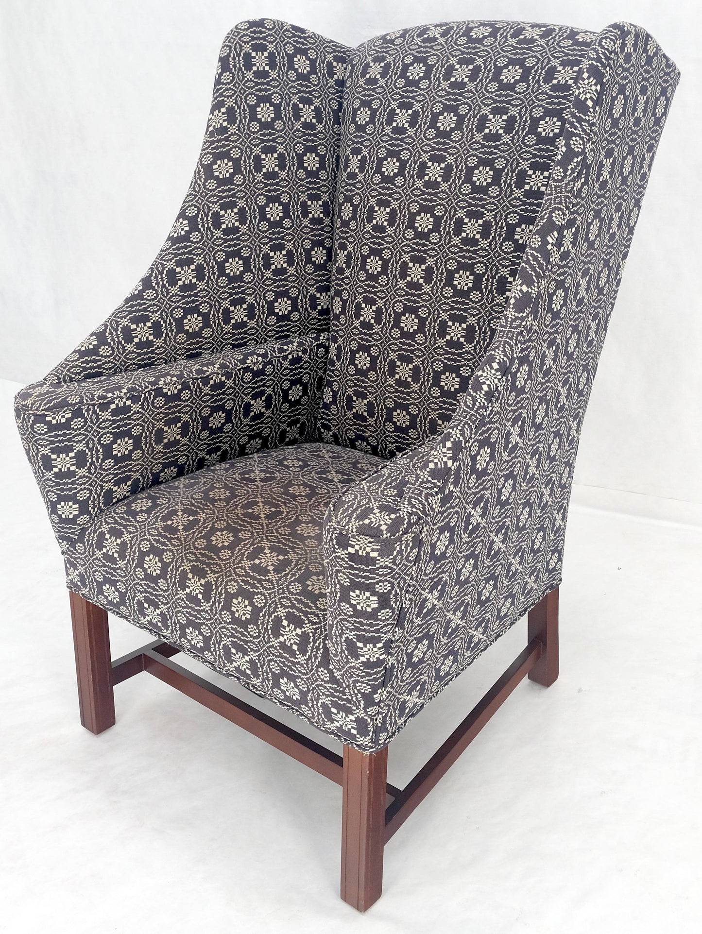 EstablishedLines Unusual Deep Wings Federal Style Mahogany Base Wing Club Armchair