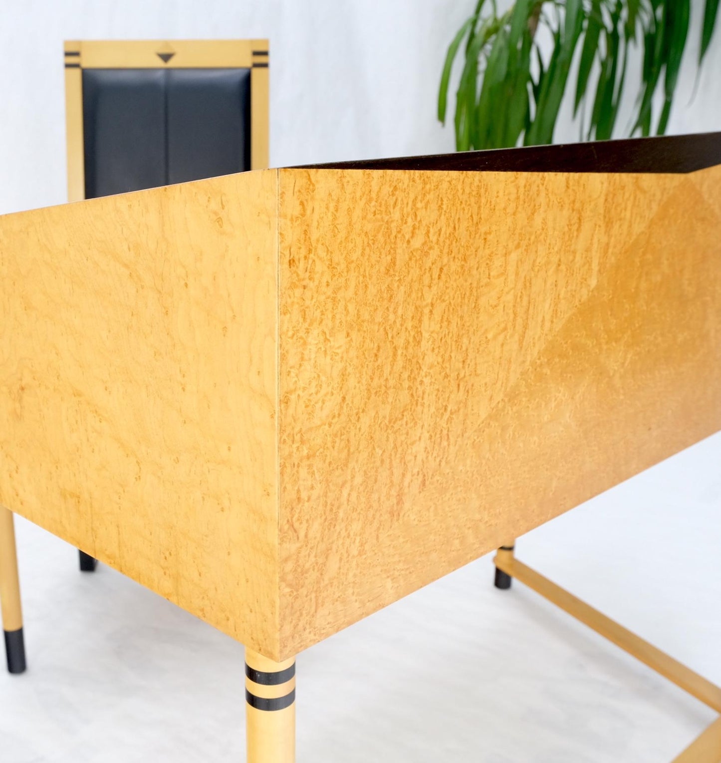 EstablishedLines Birds Eye Maple Italian Art Deco Style Low Profile Desk w/ Leather Chair Mint!