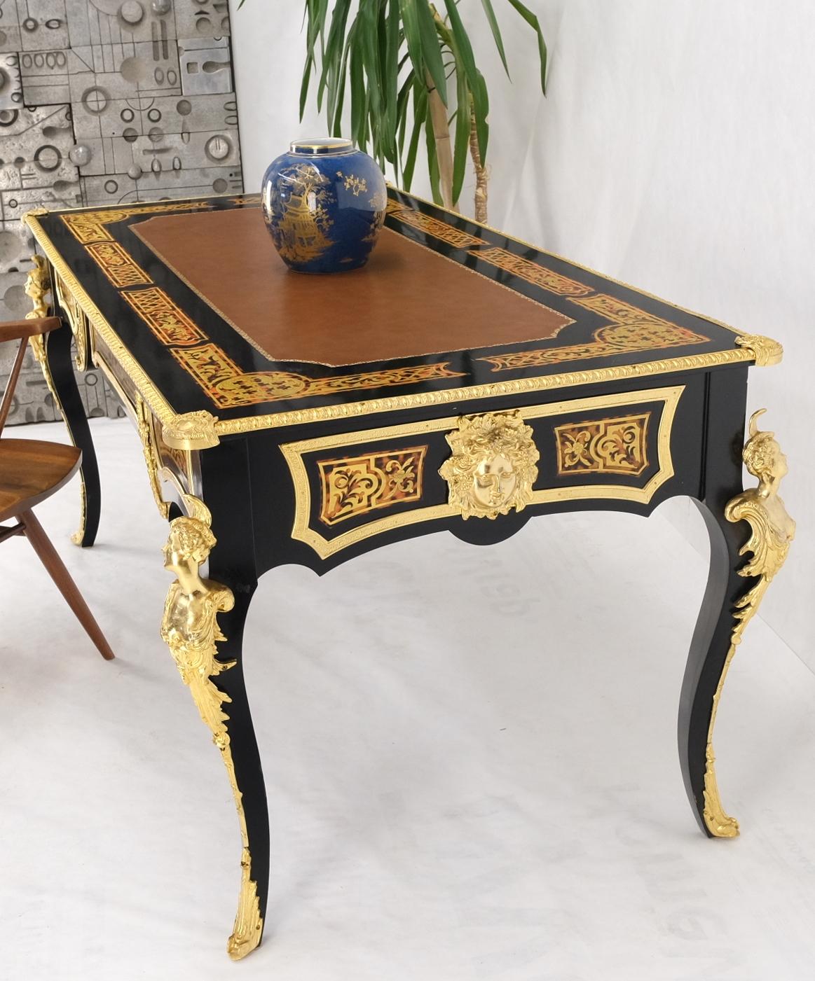EstablishedLines Enamel Decorated French Louis Revival Ormolu Mounted Bureau Desk Table Console