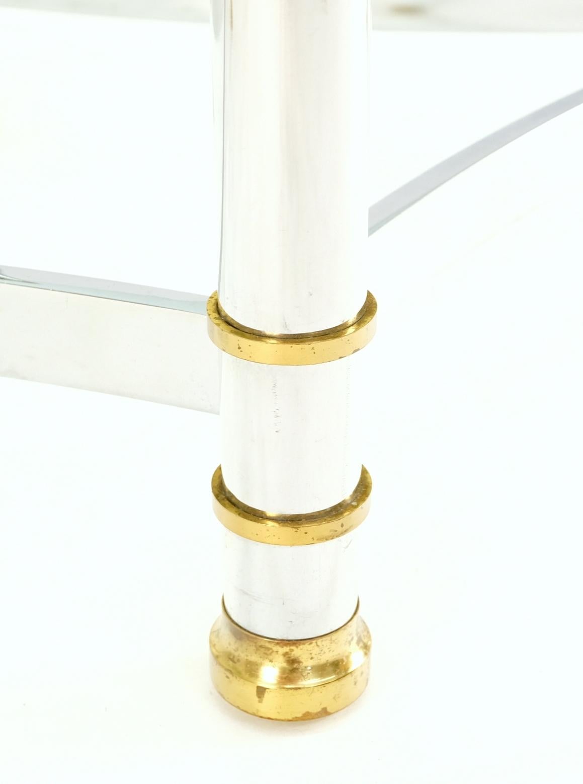 EstablishedLines Brass Chrome Thick 3/4" Glass Top Mid Century Modern Oval Coffee Center Table
