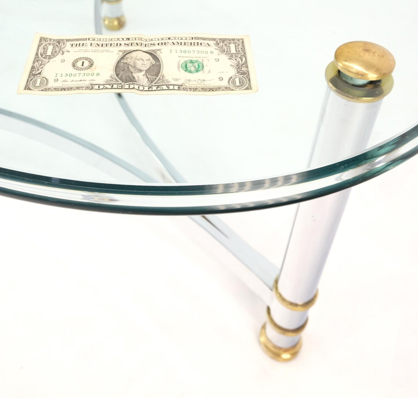 EstablishedLines Brass Chrome Thick 3/4" Glass Top Mid Century Modern Oval Coffee Center Table