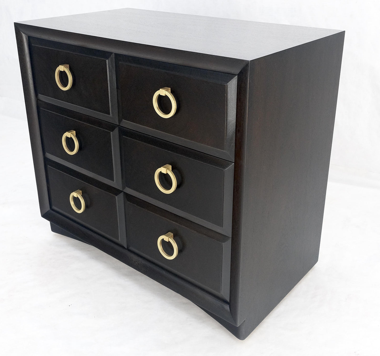 EstablishedLines Ebonized Walnut Large Gold Rings Drop Pulls 3 Drawer Bachelor Chest MINT!