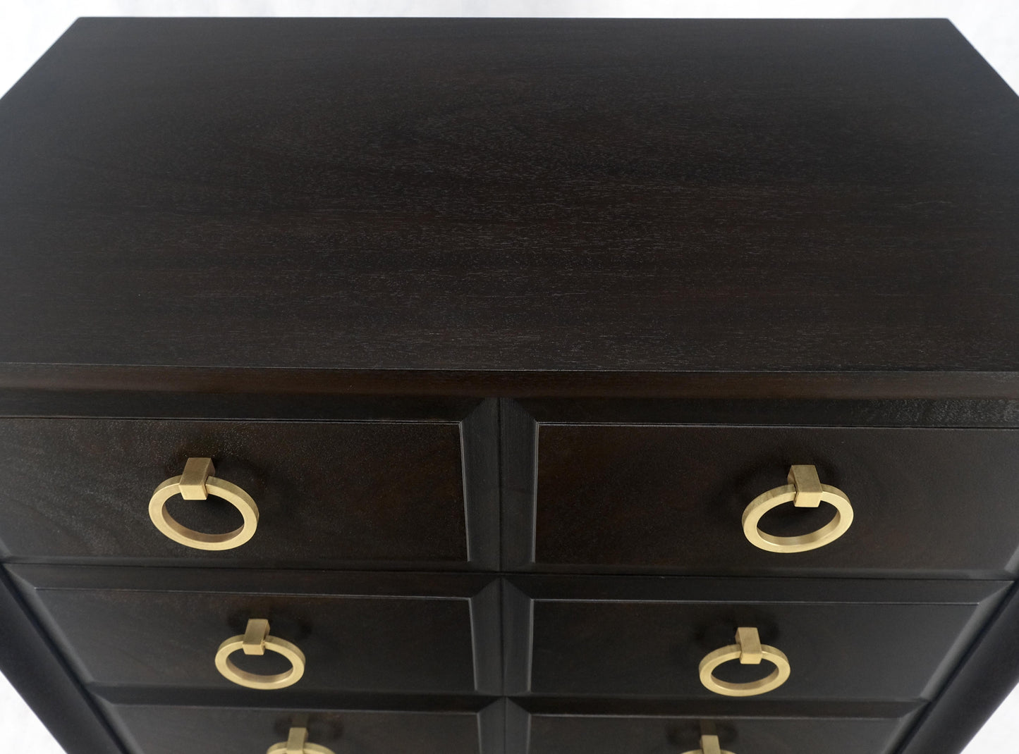 EstablishedLines Ebonized Walnut Large Gold Rings Drop Pulls 3 Drawer Bachelor Chest MINT!