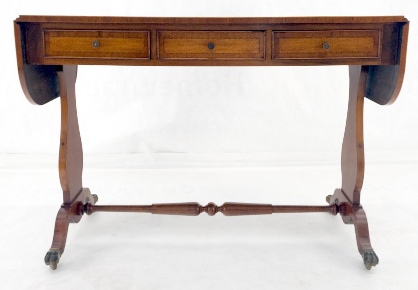 EstablishedLines Drop Leaf Sides Dovetail Drawers Banded Inlaid Top Console Writing Library Table