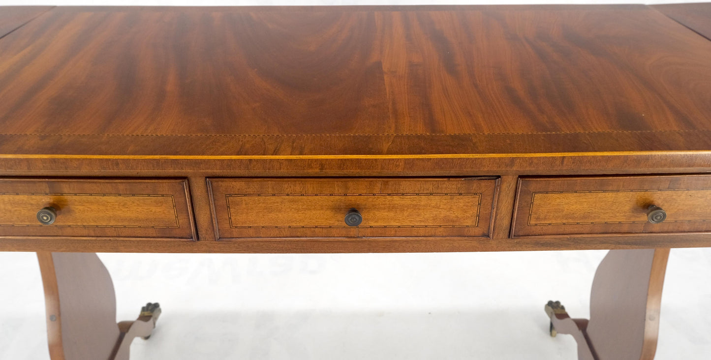 EstablishedLines Drop Leaf Sides Dovetail Drawers Banded Inlaid Top Console Writing Library Table