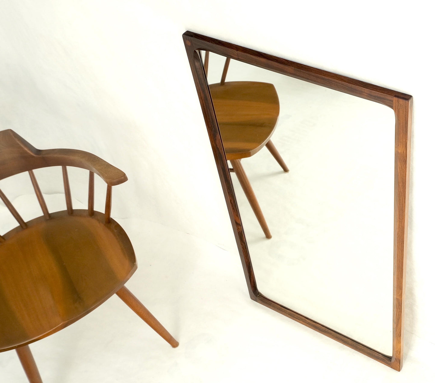 EstablishedLines Danish Mid Century Modern Solid Rosewood Frame Rectangle Wall Mirror MINT!