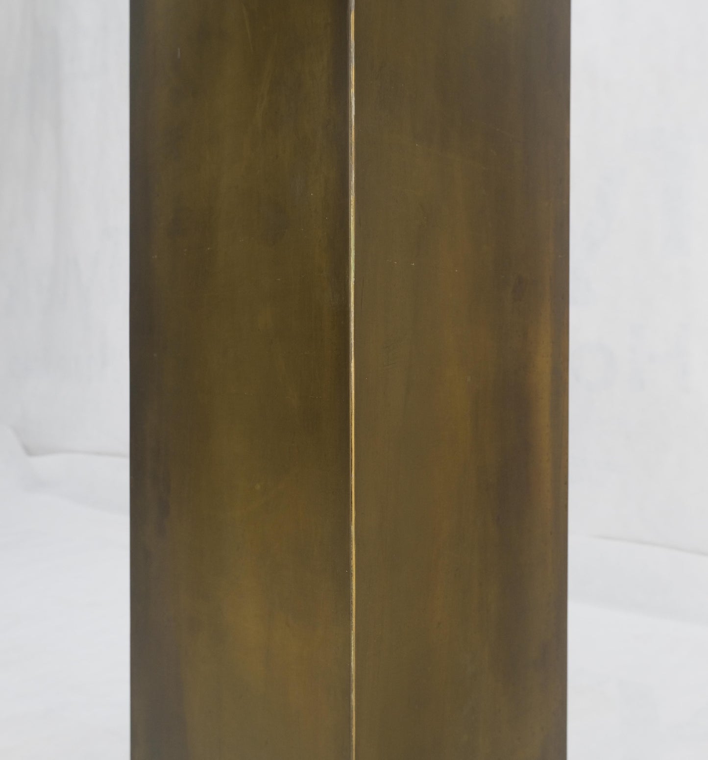 EstablishedLines Solid Brass Sheet Metal Forged Square Mid Century Modern Machine Age Pedestal