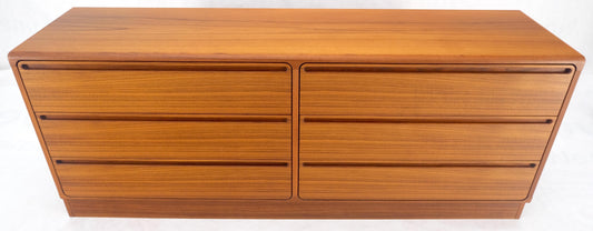 EstablishedLines Danish Mid Century Modern Teak 6 Drawers Dresser Credenza Recessed Pulls MINT!