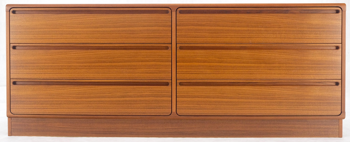 EstablishedLines Danish Mid Century Modern Teak 6 Drawers Dresser Credenza Recessed Pulls MINT!