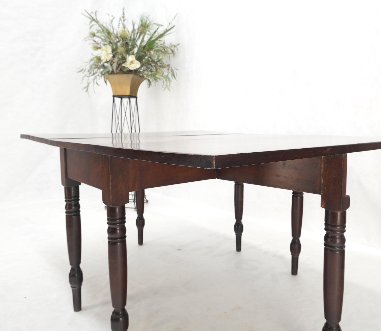 EstablishedLines Solid Walnut Board Antique Drop Leaf Dining Center Console Table Clean!