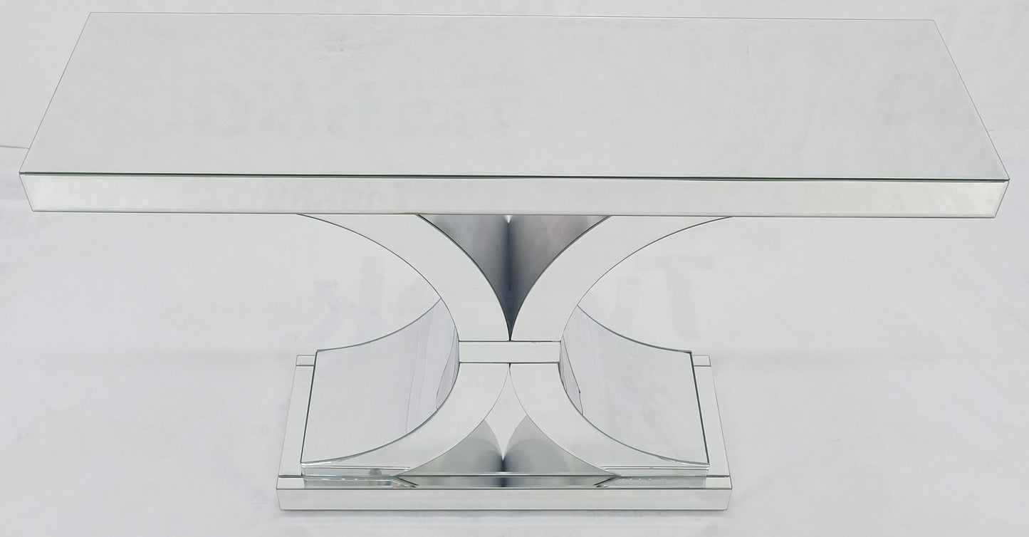 EstablishedLines All Mirrored 360 Degrees Beveled & Curved Mirror 4' Long Console Sofa Table MINT