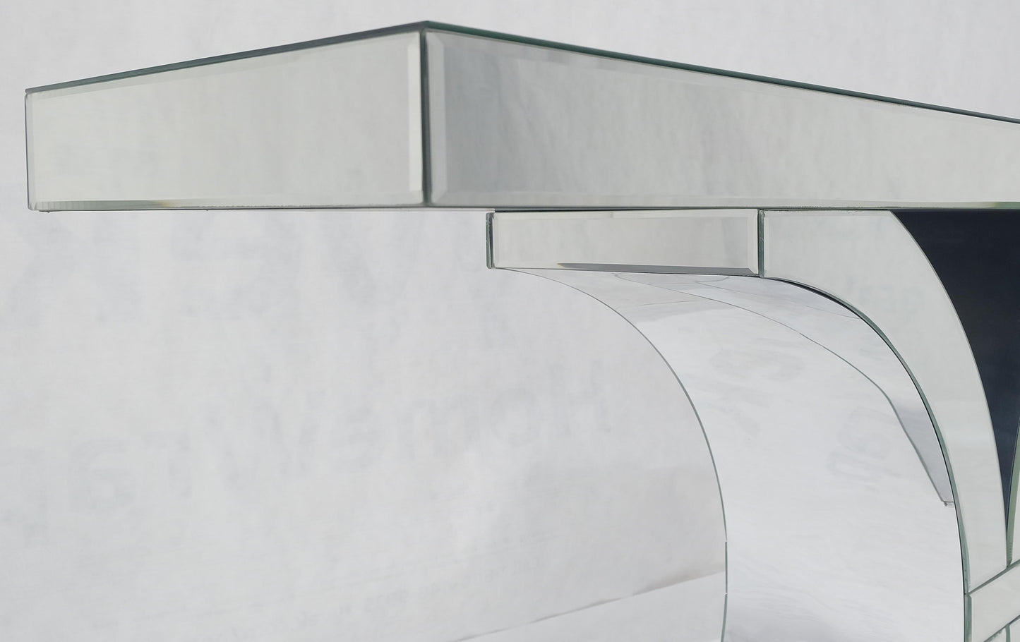 EstablishedLines All Mirrored 360 Degrees Beveled & Curved Mirror 4' Long Console Sofa Table MINT