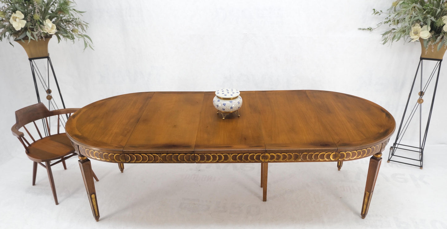 EstablishedLines Round Mid-Century Modern Three Leaves Distressed Walnut Dining Table Mint!