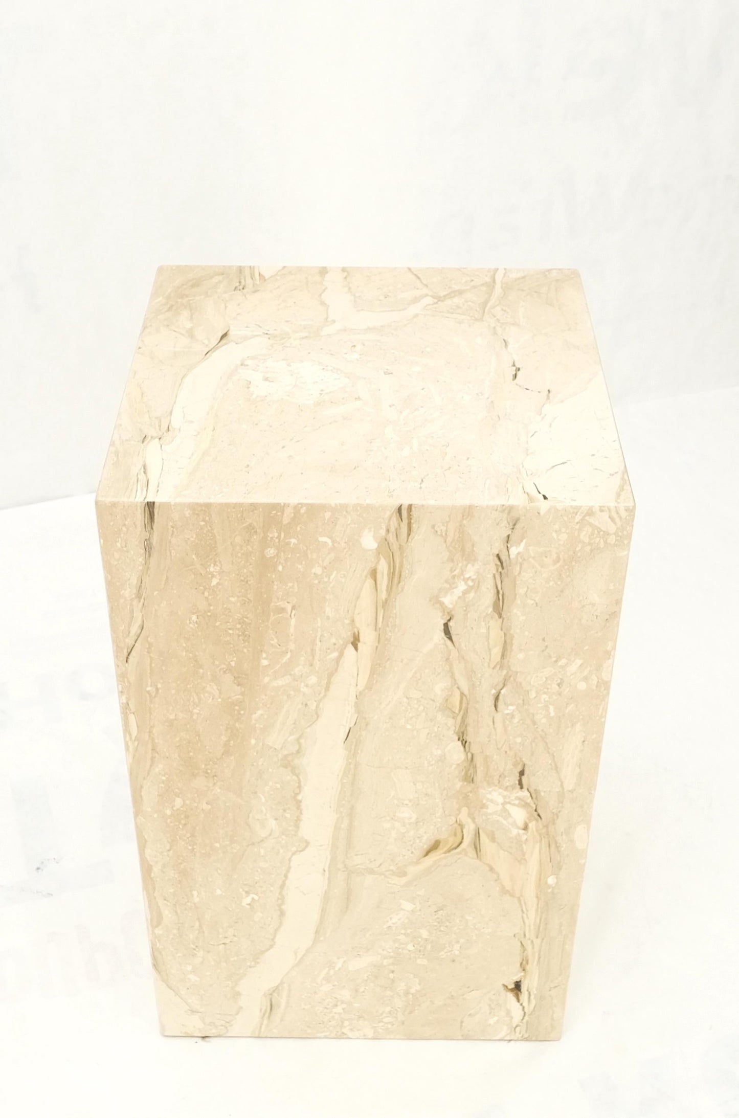 EstablishedLines Mid Century Modern 18x18" Square 29" Tall White Marble Pedestal MINT!