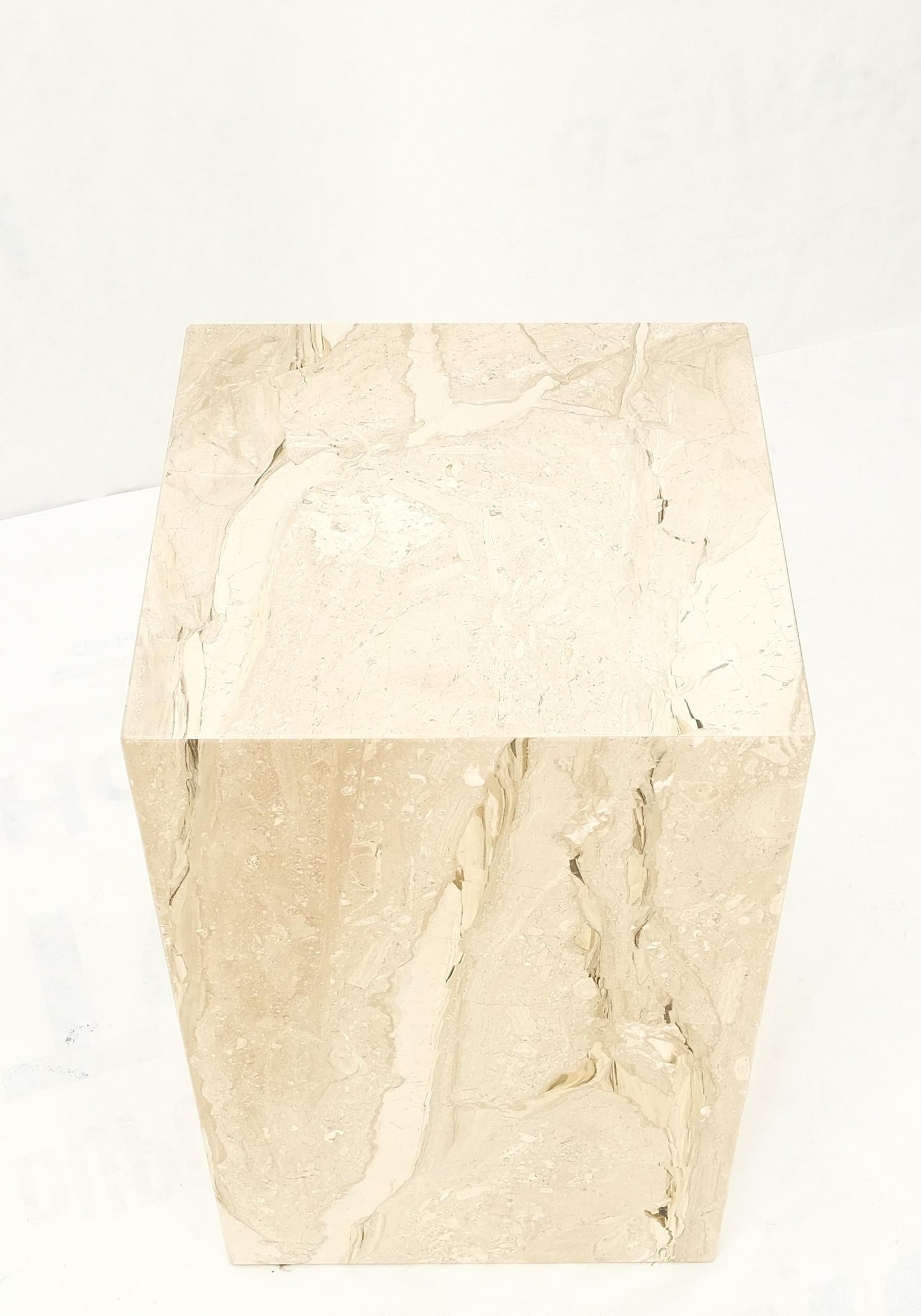 EstablishedLines Mid Century Modern 18x18" Square 29" Tall White Marble Pedestal MINT!