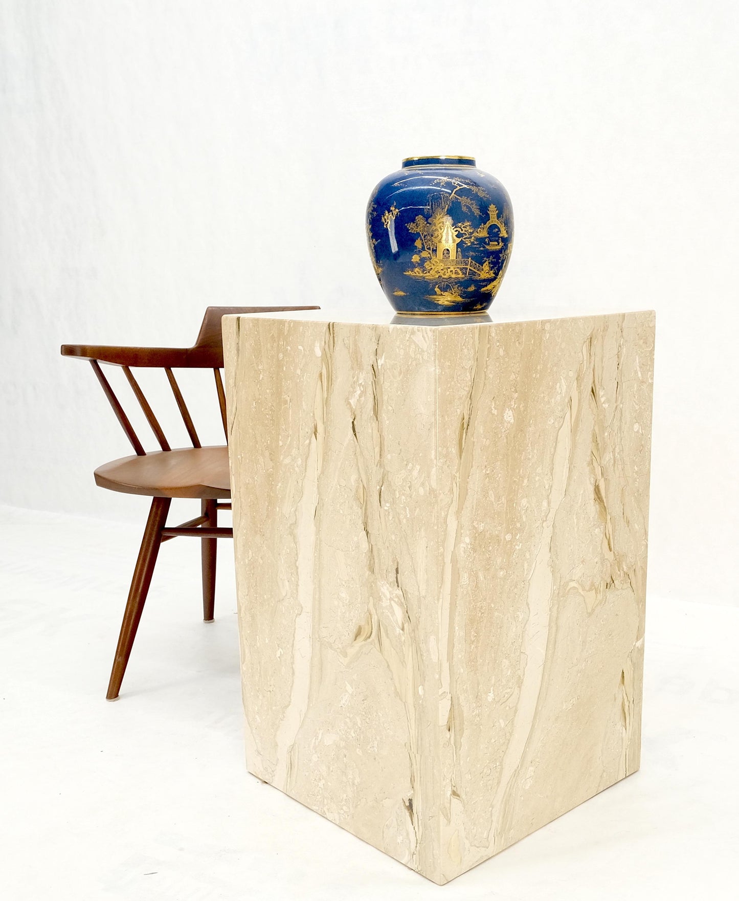 EstablishedLines Mid Century Modern 18x18" Square 29" Tall White Marble Pedestal MINT!