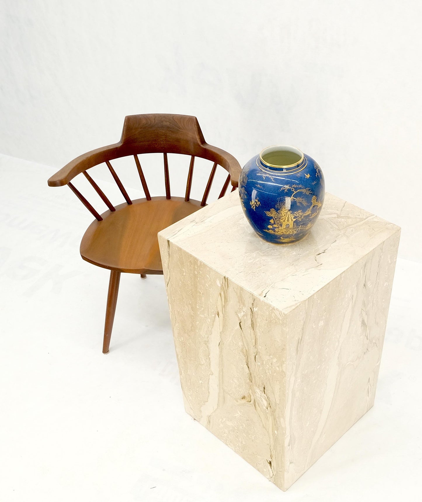 EstablishedLines Mid Century Modern 18x18" Square 29" Tall White Marble Pedestal MINT!