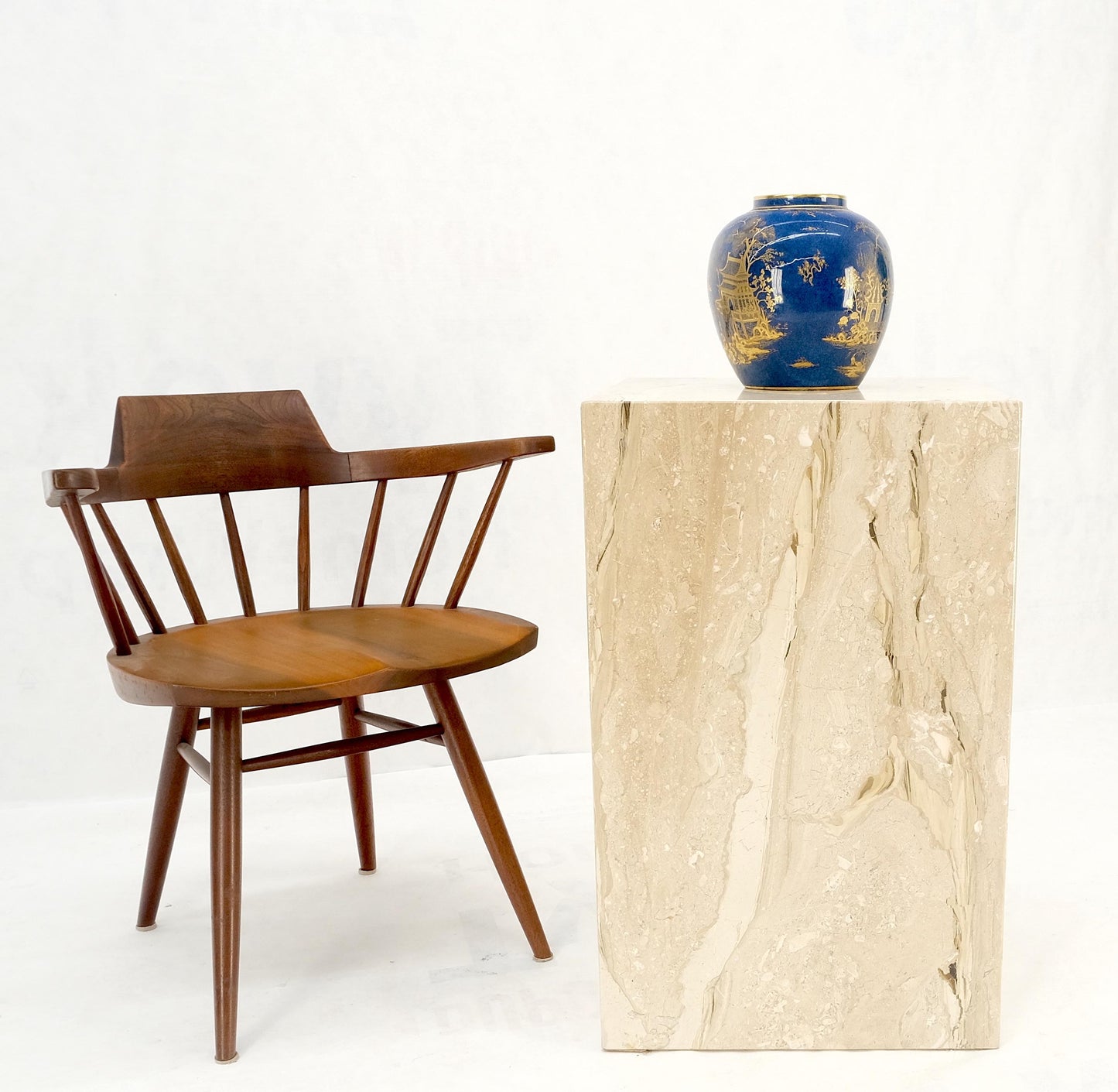 EstablishedLines Mid Century Modern 18x18" Square 29" Tall White Marble Pedestal MINT!