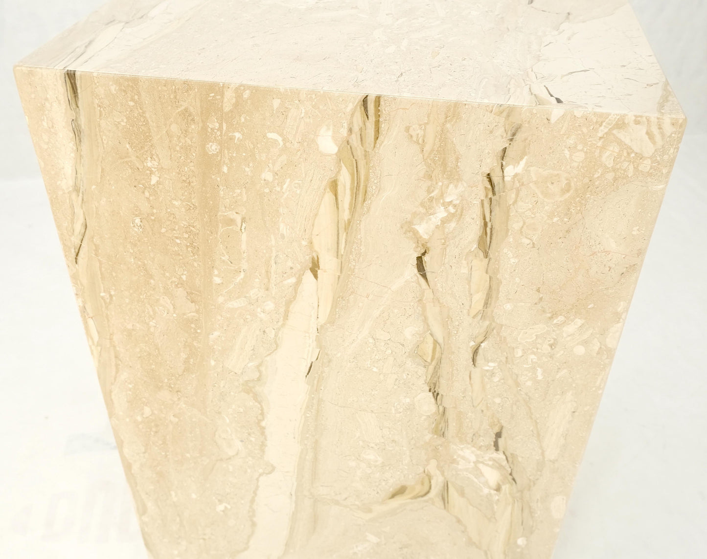 EstablishedLines Mid Century Modern 18x18" Square 29" Tall White Marble Pedestal MINT!