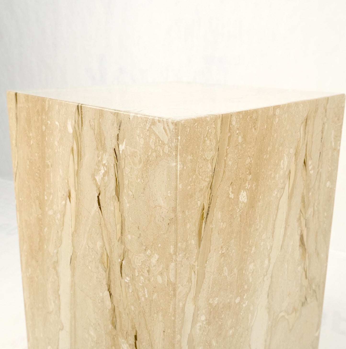 EstablishedLines Mid Century Modern 18x18" Square 29" Tall White Marble Pedestal MINT!