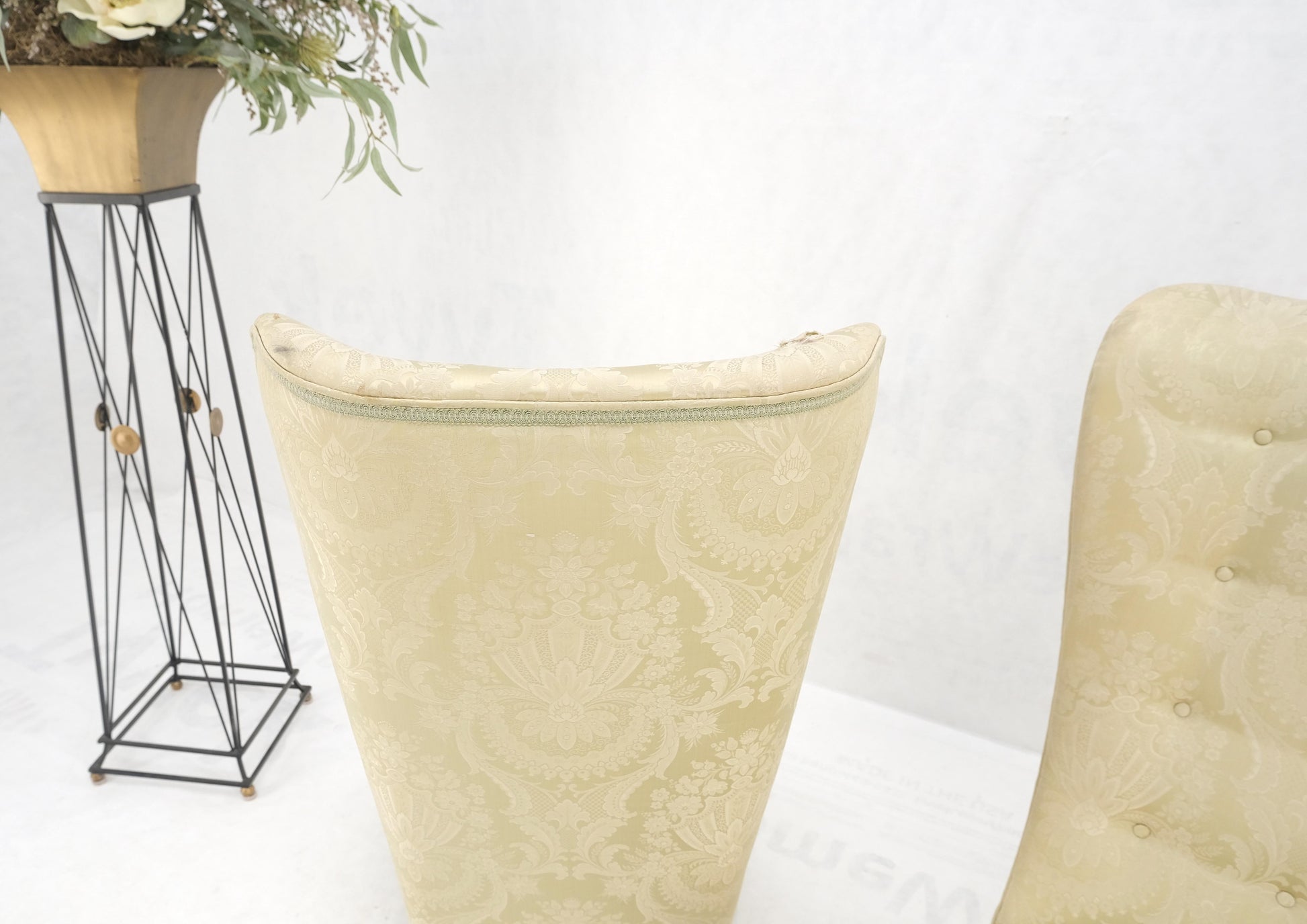 EstablishedLines Pair Italian Mid-Century Modern Extra Tall Back Thick Spring Seats Lounge Chairs