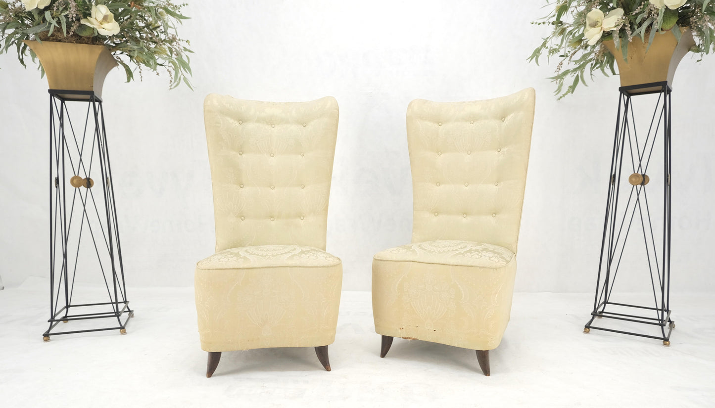 EstablishedLines Pair Italian Mid-Century Modern Extra Tall Back Thick Spring Seats Lounge Chairs