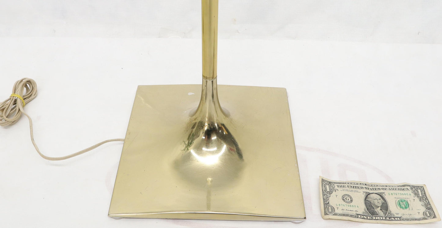 EstablishedLines Square Tulip Base Champagne or Wine Style White Frosted Glass Floor Lamp