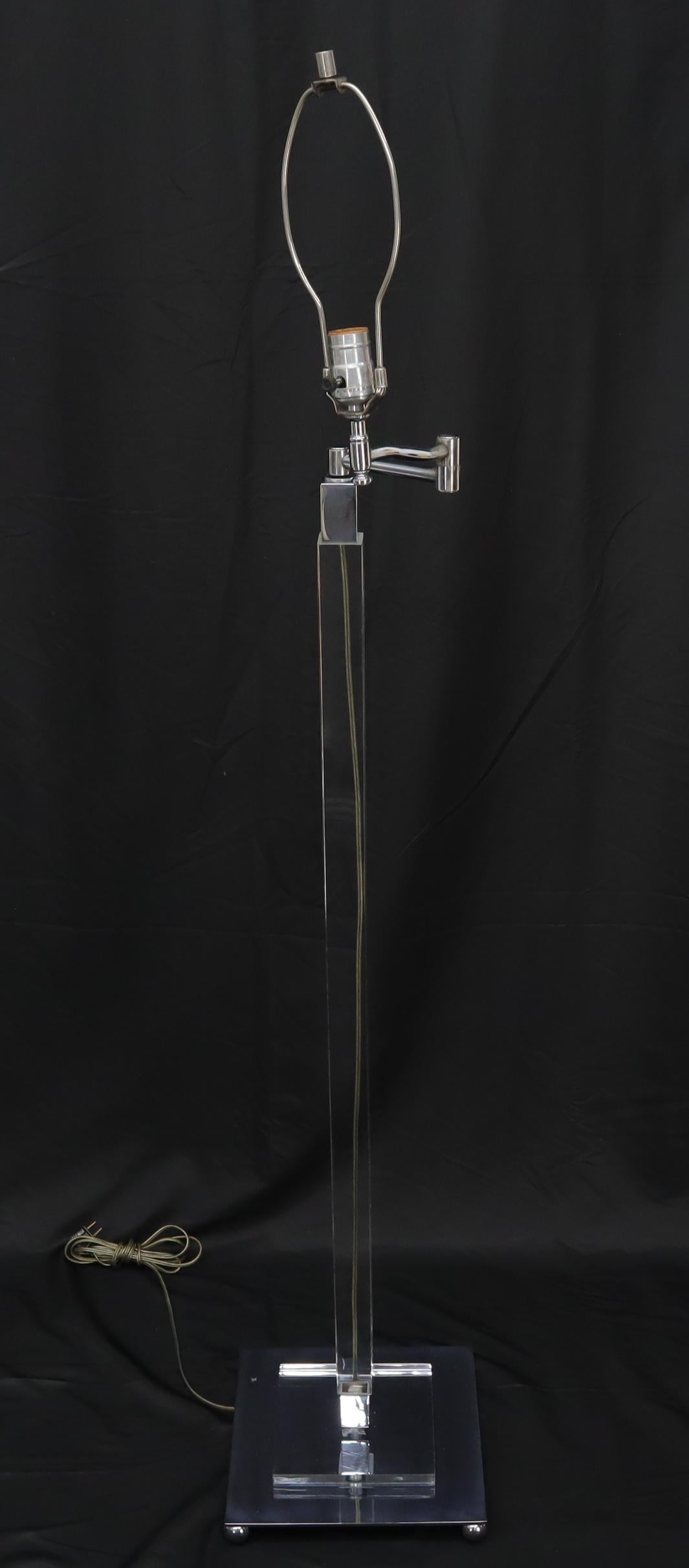 EstablishedLines Mid-Century Modern Lucite Base Adjustable Floor Lamp