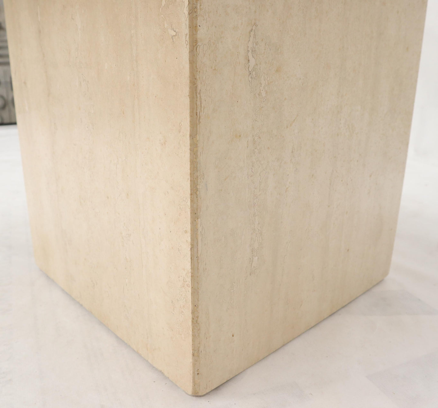 EstablishedLines Square Italian Mid-Century Modern Travertine Side Table